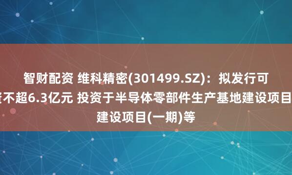 智财配资 维科精密(301499.SZ)：拟发行可转债募资不超6.3亿元 投资于半导体零部件生产基地建设项目(一期)等