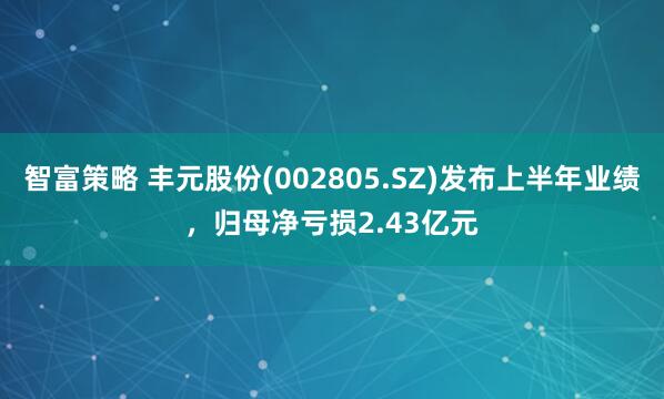 智富策略 丰元股份(002805.SZ)发布上半年业绩，归母净亏损2.43亿元